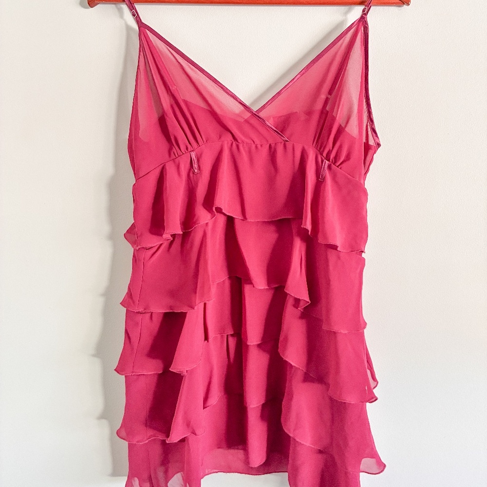 Vintage La Vie En Rose Pink Ruffled Sleepwear Top Large Polyester